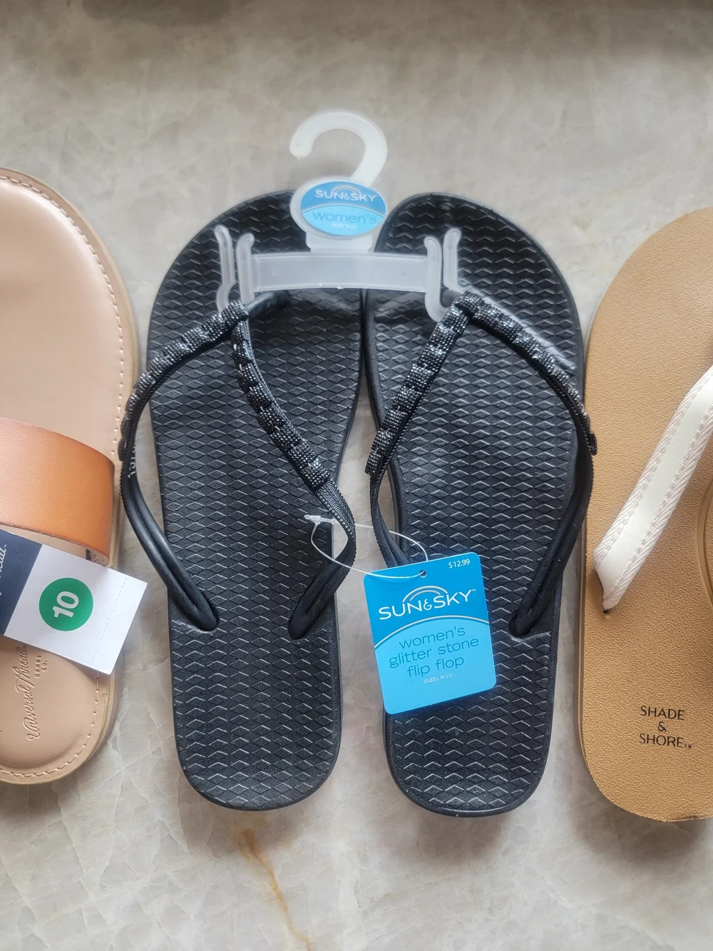 NEW! BUNDLE OF 3 SANDALS SZ 10. Universal Thread, Sun Sky, & Shade & Shore ($48)